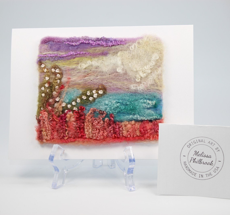 Original Felt By the Shore Picture Card Needle Felted Handmade Melissa Philbrook