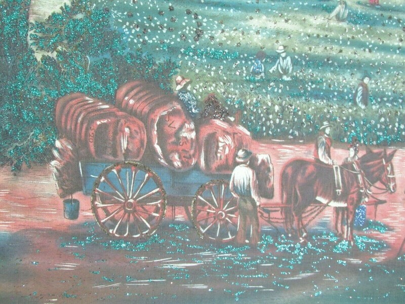 ART FABRIC OLD ANTIQUE EARLY 1900'S GLITTER ON FABRIC ON CARDBOARD gallery