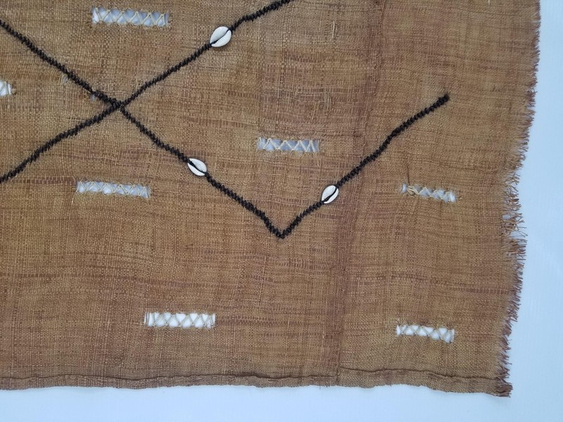 Vintage African Handwoven Kuba Cloth Raffia Textile Panel 165x46cm gallery