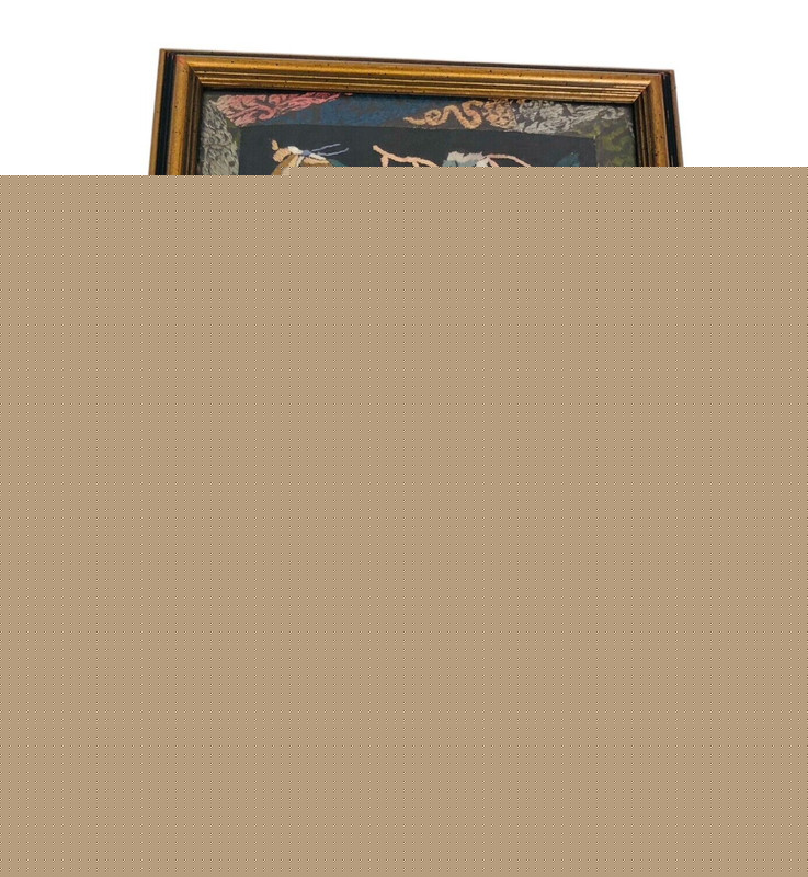 Vtg Embroidered Chinese Floral & Butterfly Art on Silk Fabric Border Framed – 2