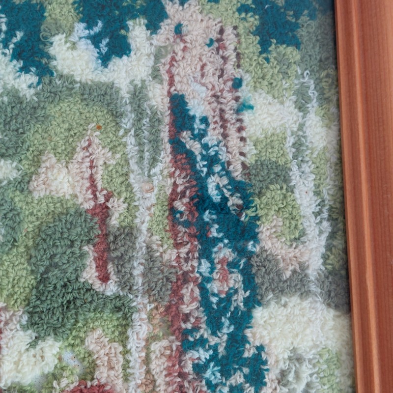 Woodland Forest Punch Needle? Picture Framed Tapestry Landscape 43x35cm WEAR gallery
