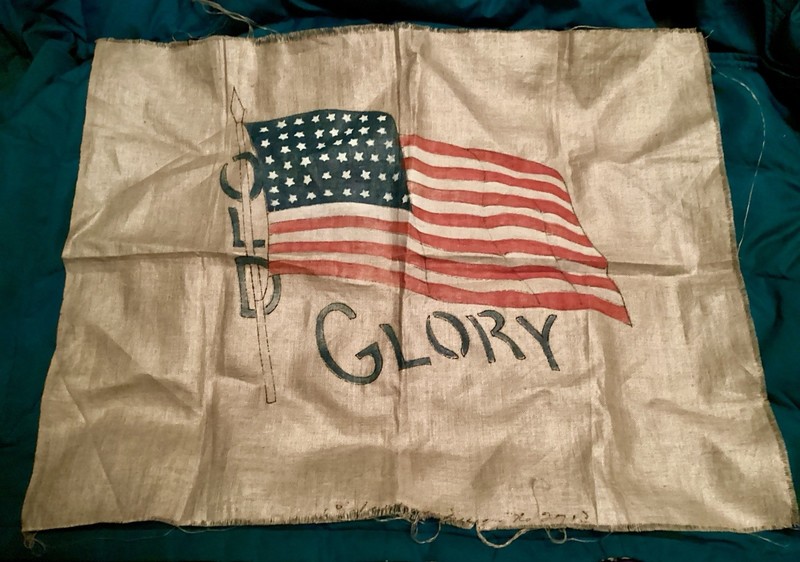 OLD GLORY 48 Star FLAG Stenciled Pattern On Linen Vintage To Embroider