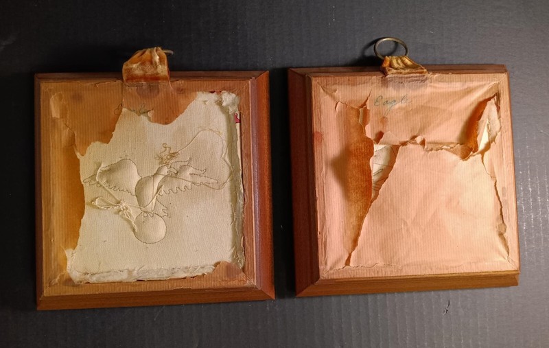 Vintage Fabric Eagle Textile Print Art Framed 7 3/4" Square (Pair) gallery