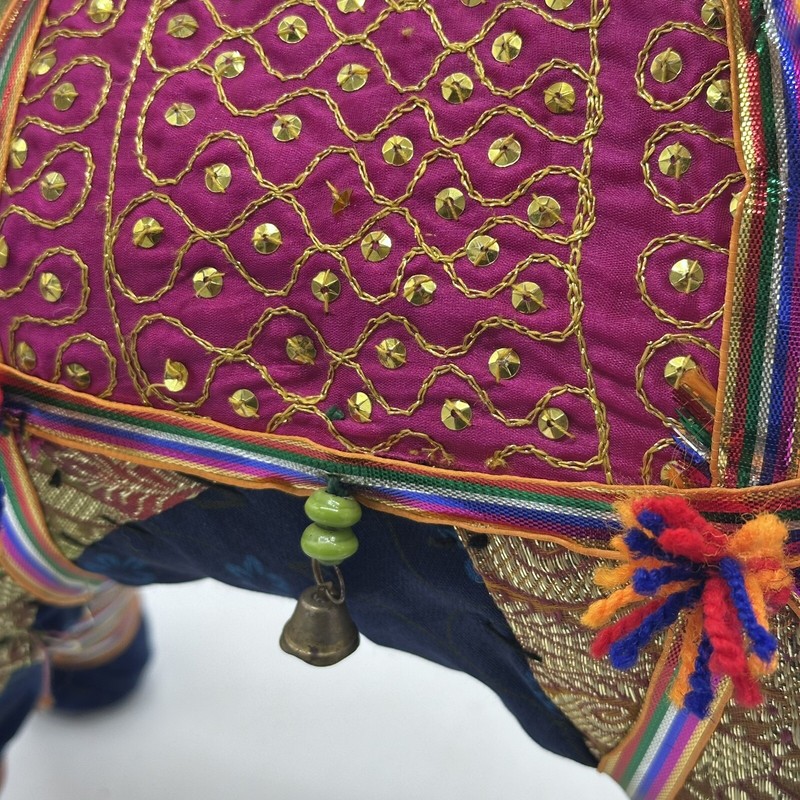 Rajasthani Indian Folk Art Colorful Fabric & Embellishments Large 16 In Elephant gallery