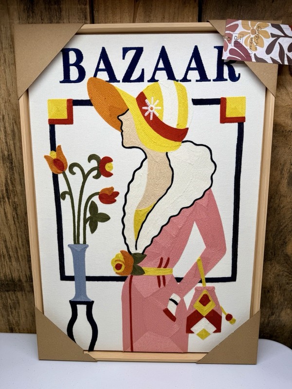 BP Home Textile Vibrant Embroidery Woven Wall Art Women of Bazaar 18”x26” NEW