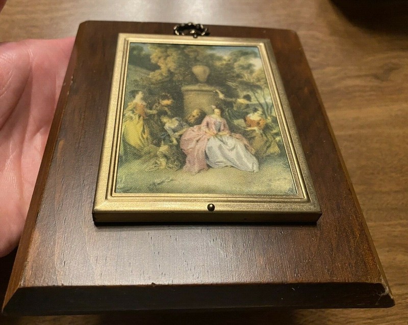 Vintage Colonial Ladies Women Fabric Art Decor Wood Plaque C10 gallery