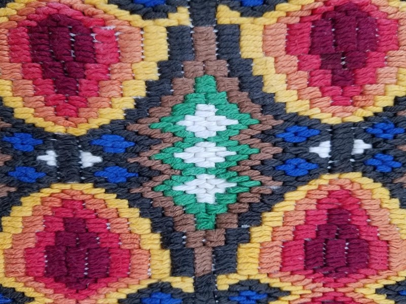 Vintage Italian Bargello Needlepoint Wool Panel 89x59cms gallery