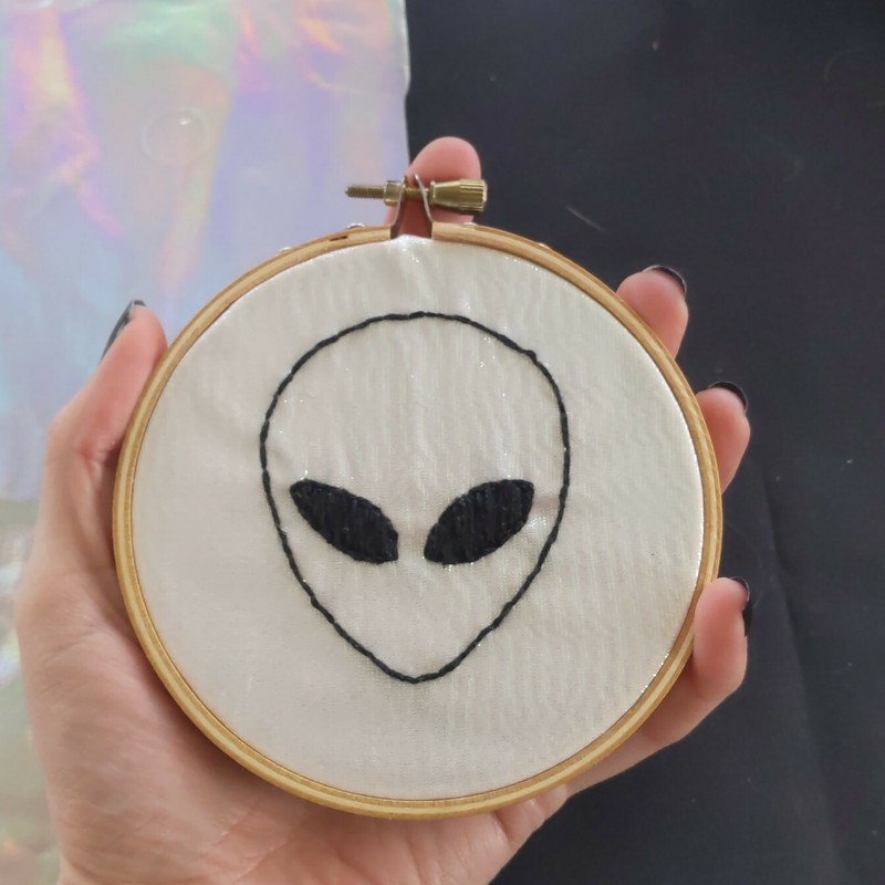 Alien Embroidery on Holographic Fabric
