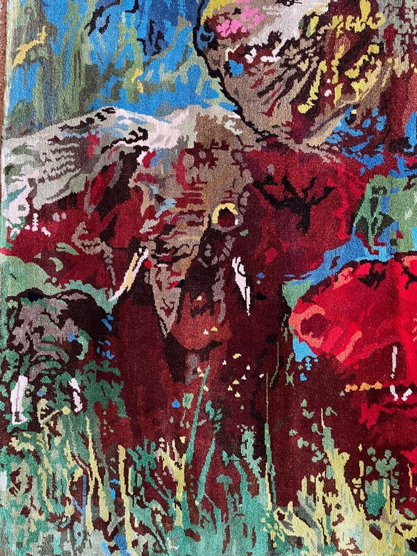 LEROY NEIMAN "ELEPHANT STAMPEDE" Silk Tapestry gallery