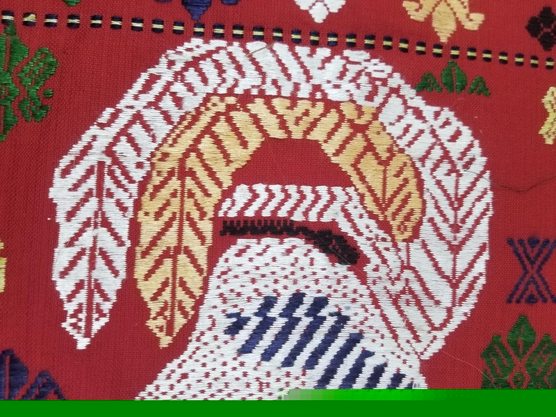 Vintage Traditional Silk Handwoven Laos Folk Art Textile 158x68cm gallery