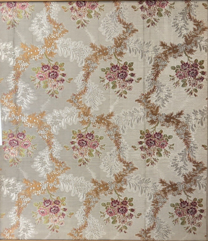 Antique French Silk Brocade Framed Textile Panel Early 20th Century gallery