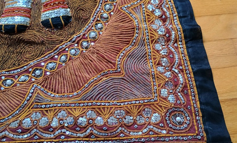 Handmade Burmese Kalaga Tapestry One-Of-A-Kind New Sequined Embroidered Elephant gallery