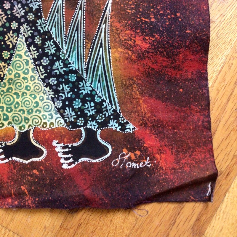 HAND PAINTED BATIK PANEL 29x17 Ethnic Vibrant Colors gallery
