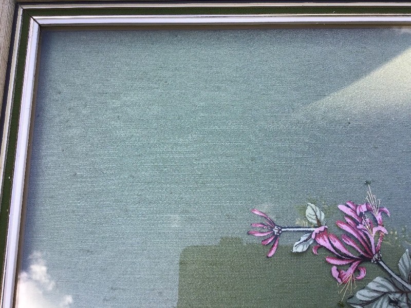 Beautiful F/G Applique “Honeysuckle & Ivy on Fence” Jean Hulett 46.5cm X 38.5cm gallery