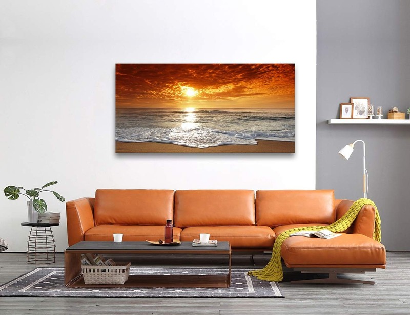 Muolunna S04650 Canvas Prints Wall Art Sunset Ocean Beach Pictures Photo Pain... gallery