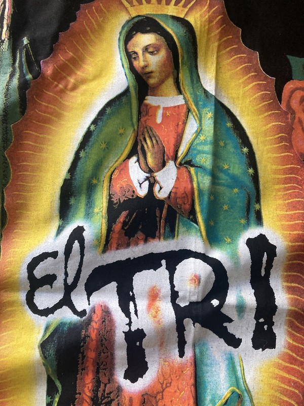 El TRI Alex Lora Bandera Flag Tapestry Hecho En Mexico Virgen de Guadalupe Rock