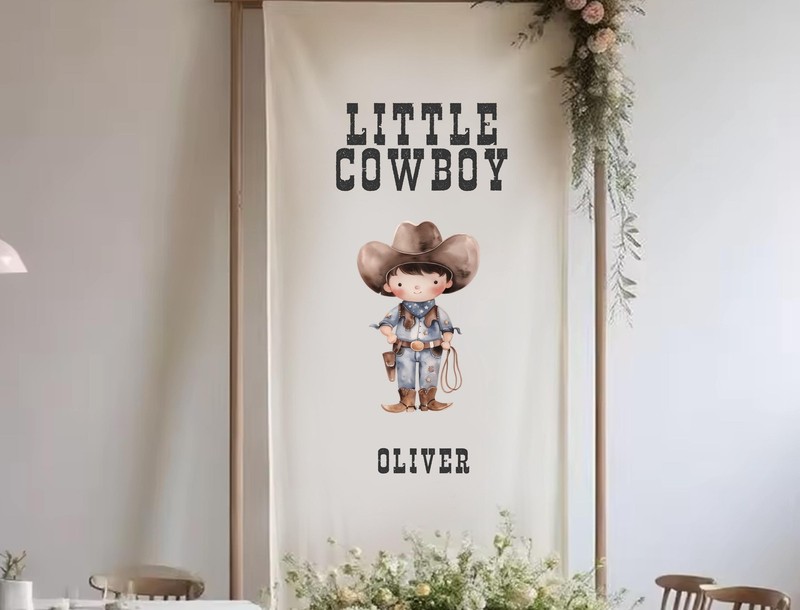 Custom Sign Custom Name Banner Cowgirl Birthday Rustic Fabric Party Nursery gallery