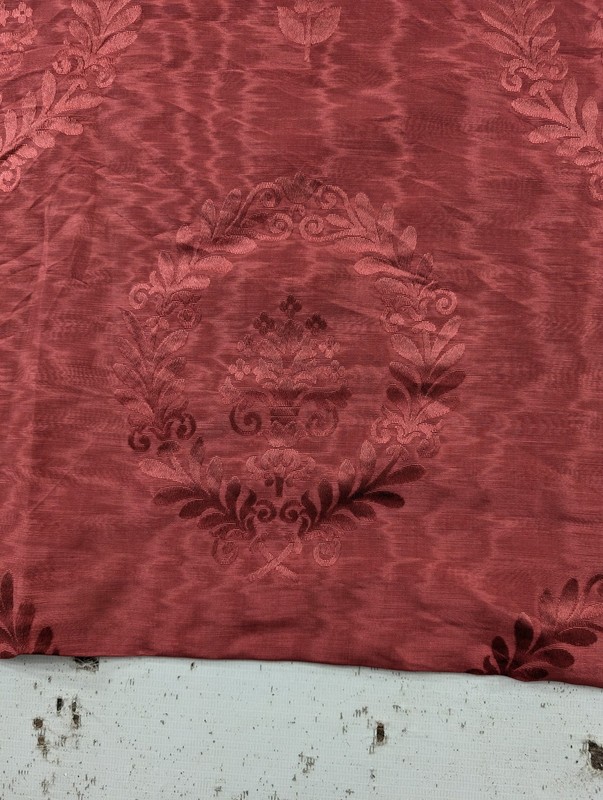 Antique French Silk Damask Curtain Wall Textile 85 × 50 in gallery