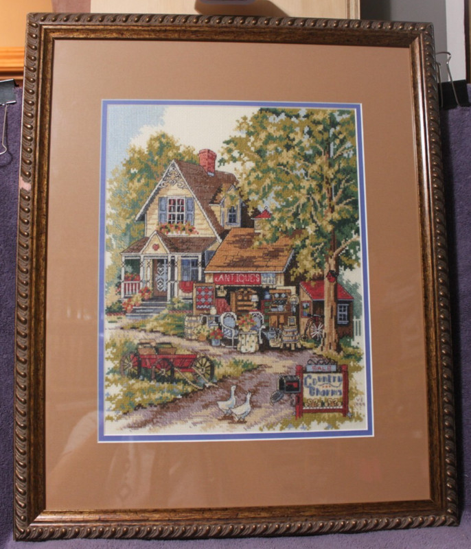 ANITQUE CHARM cross stitch COMPLETED from Sunset Kit hand stitched please read
