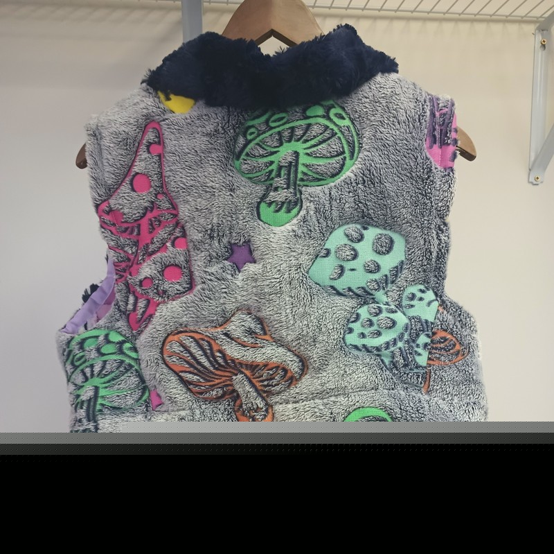 one of a kind handmade furry mushroom themed glow in the dark vest gallery