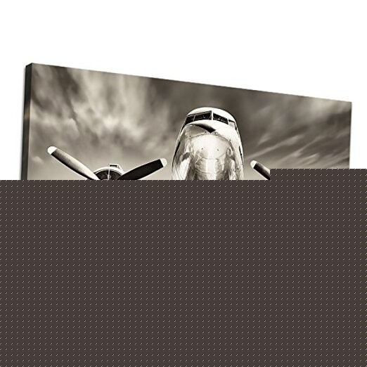 – Black and White Wall Art Large Turbine Fighter Aircraft on a Runway Antique