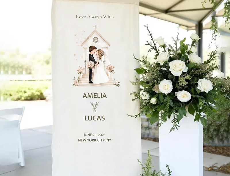 Custom Sign Personalized Birthday Banner Cotton Fabric Wooden Frame Custom Name