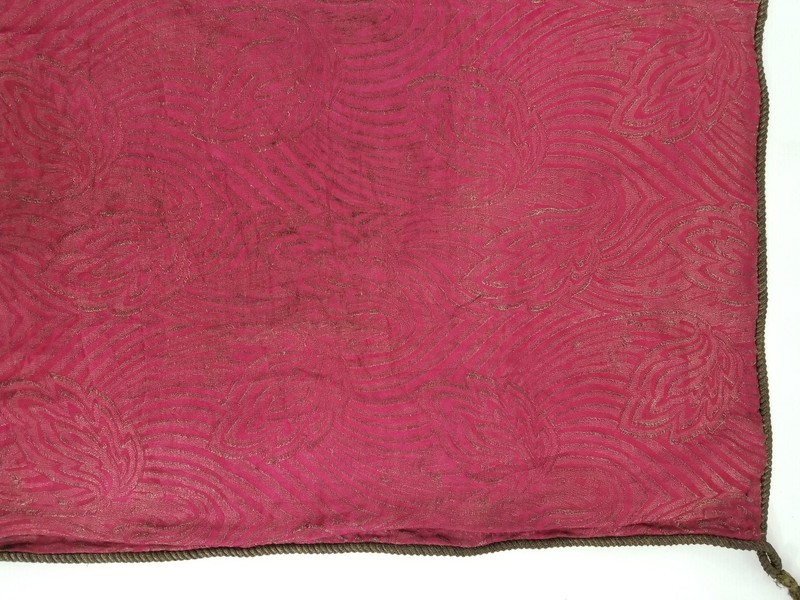 Antique French Gold Metallic Brocade Red Woven Panel 140x103cms gallery