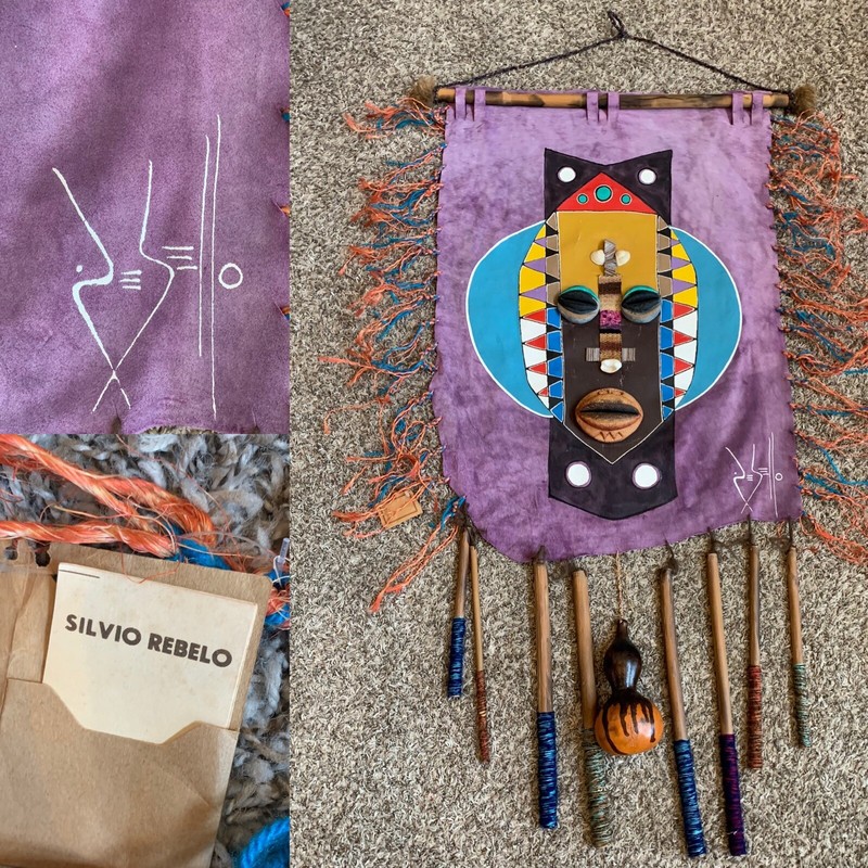 Silvio Rebelo Hanging Suede Folklore African Indigenous Brazil Hanging Wall Art