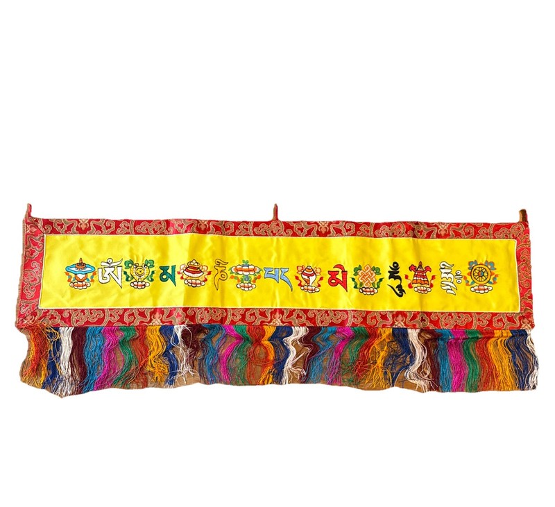 7.5” X 35” Tibetan Silk Brocade Wall Hanging Banner gallery