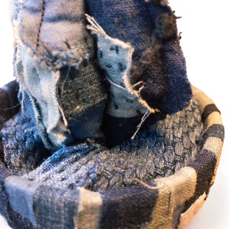 Handmade Indigo-Dyed Boro Fabric Mini Cactus | Unique Home Décor 1 gallery