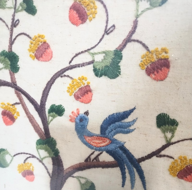 Vtg Framed Needlepoint Embroidery Tree Mockingbird Design Fabric Wall Art 17X17 gallery