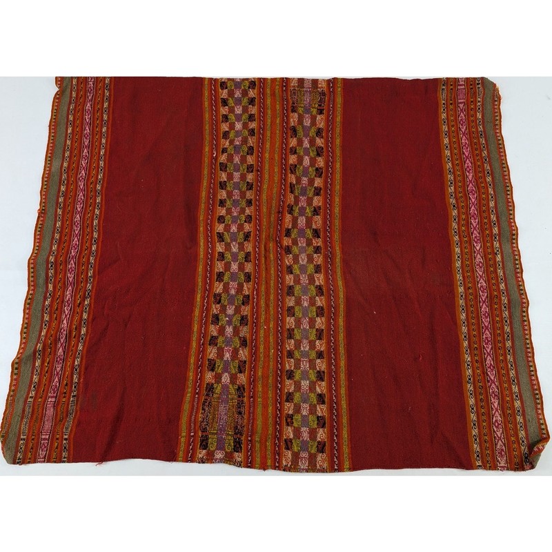 Vintage Traditional Bolivian Aguayo Handwoven Tribal Wool Textile 109x90cm