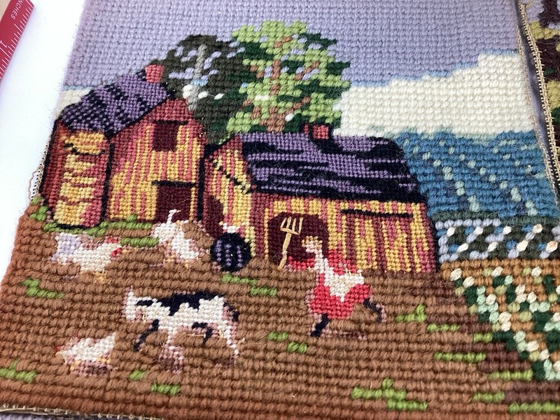 Vintage Set Of 4 Flower Garden Cottage Embroidered Hand Stitched 6” X 6” Each gallery