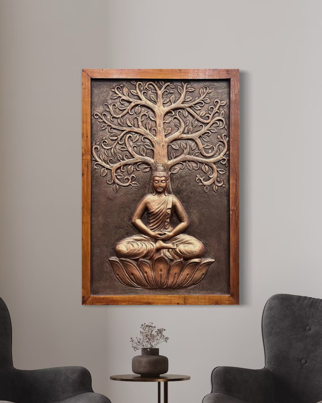 Gautam Buddha Wall Hanging, 3D Buddha Wall Mural, Meditation Wall Art gallery