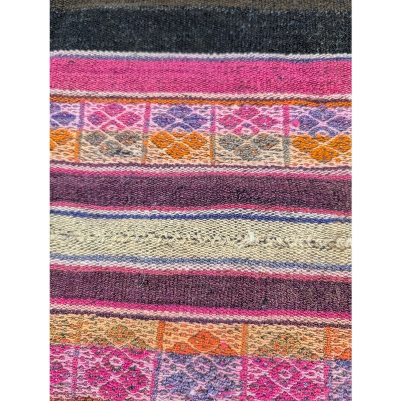 Vintage Traditional Bolivian Aguayo Handwoven Wool Textile 140x35in gallery