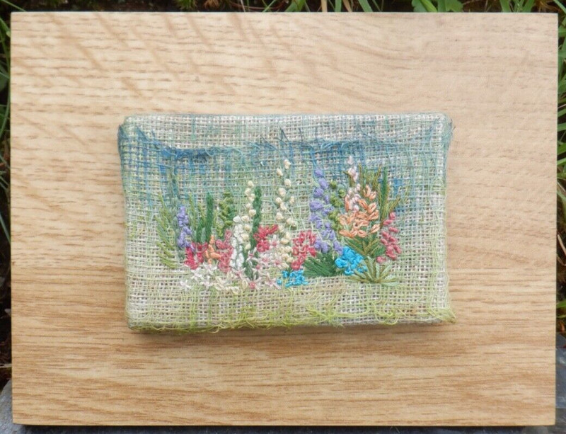 Tapestry Wall Art Floral Needle Point Garden Wild Flowers Hilary Sharp 9.5cm L
