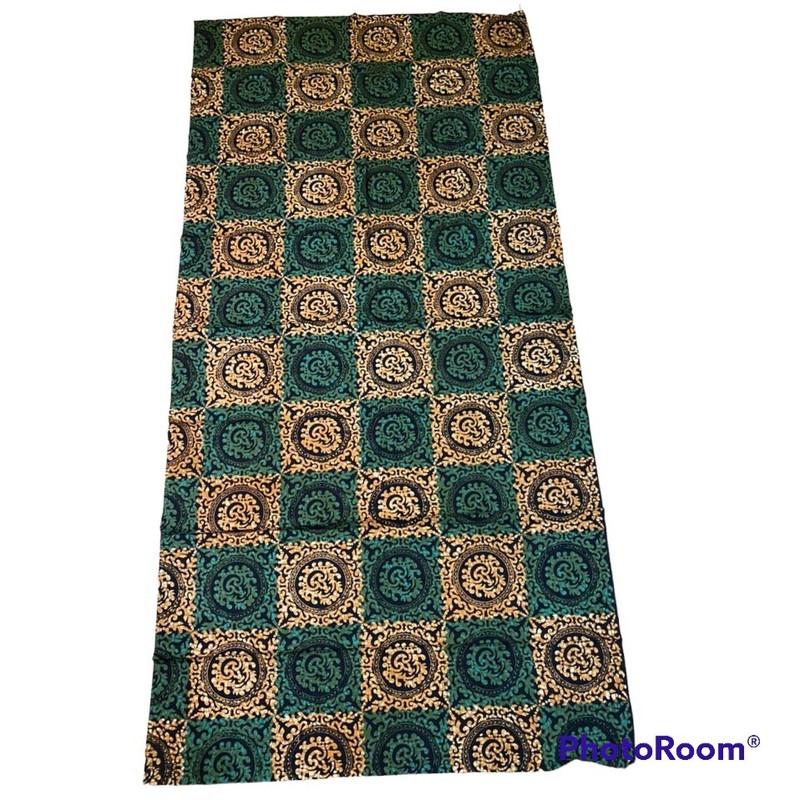 ANTIQUE VINTAGE STAMP BATIK FABRIC TEXTILE HANDMADE INDONESIA TURQUOISE BAQ01