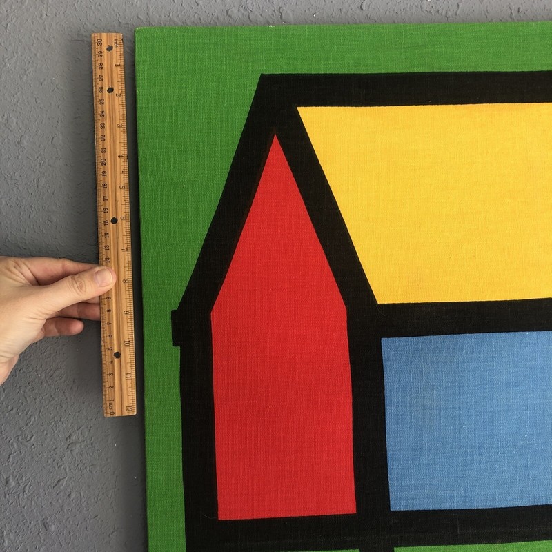 Artist Robert Van Allen 1970s Canvas Wall Art Screen Print Primary House 18” gallery