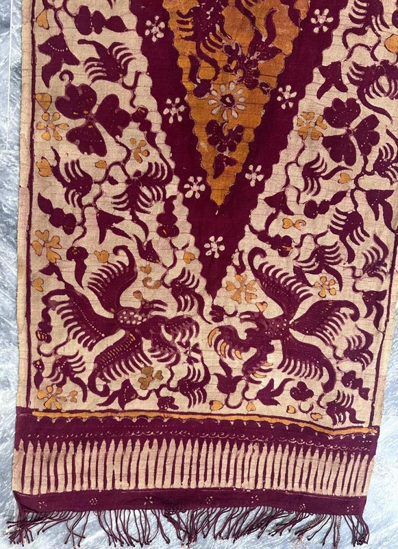 Vintage Indonesian Printed Batik Caremonial Fabric Woven and Hand Dyed textile gallery