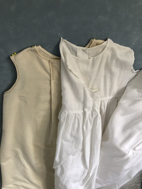 Antique Christening Dress 3 pieces handmade orig gold plated closure 100 yrs gallery