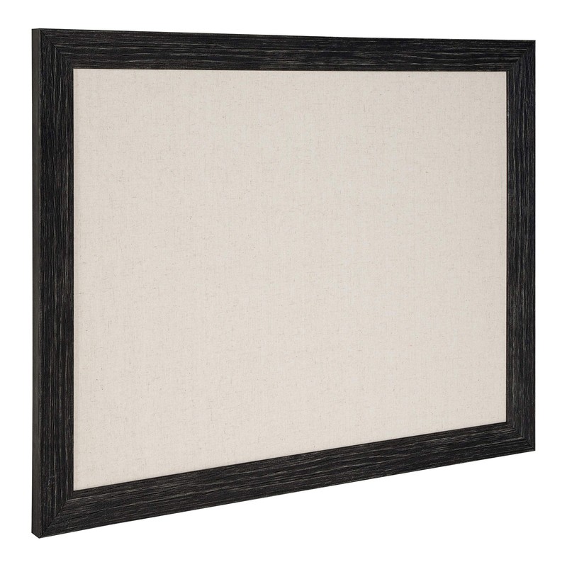 DesignOvation Beatrice Framed Linen Fabric Pinboard, 23″ x 29″, Distressed Bl…