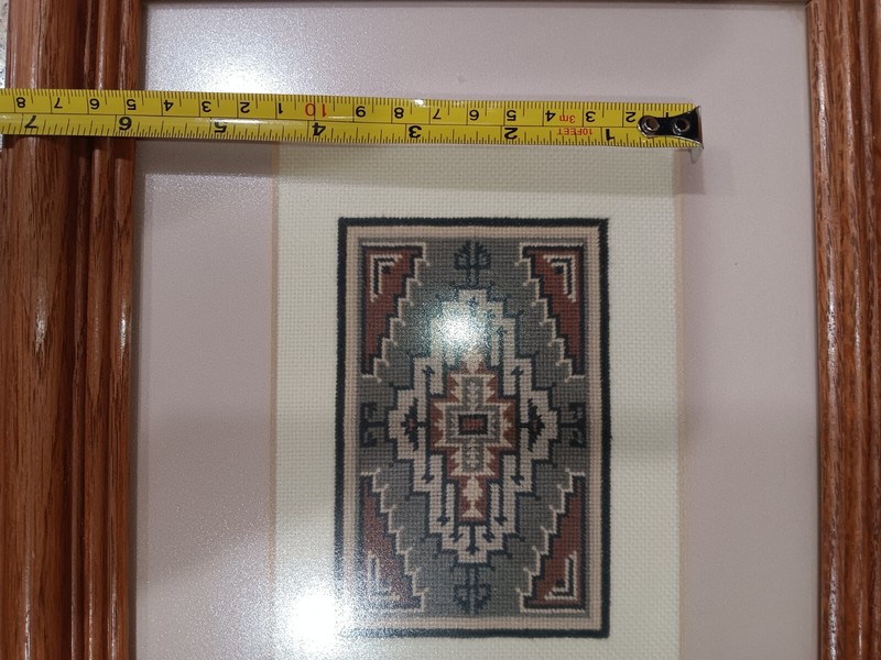 Vtg 1993 Two Grey Hills Tapestry-Weaving. Navajo. Wall Decor. Matted/Framed gallery