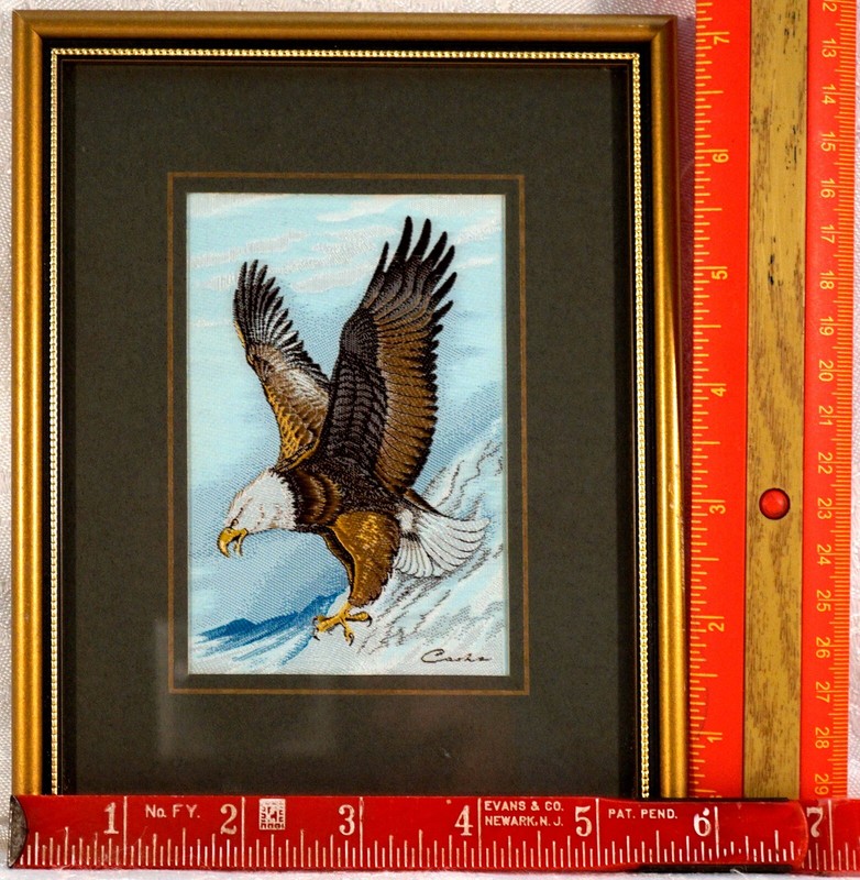 Cashs Miniature Woven Picture in Silk Eagle in Flight Matted & Framed gallery