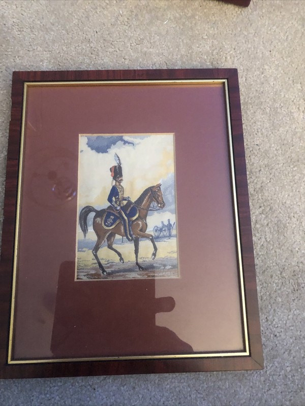Vintage Framed Cashs Woven Silk Picture. Officer of the Royal Horse Artillery