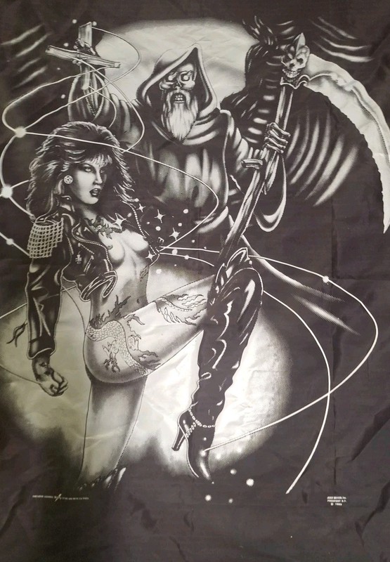 1989 Tapestry, Just Brass Pinup Naked Girl Grimm Reaper, Vintage 45x39 1/2 In. gallery