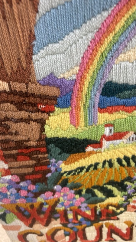 Wine Country Vineyard Rainbow Wool Needlepoint Tapestry 16x20 Wall Art Decor gallery