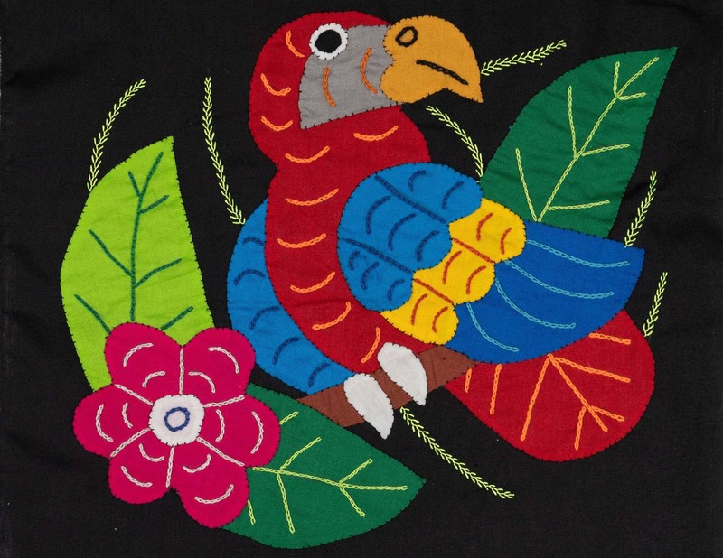 Red Blue And Yellow Parrot with Flower Molita