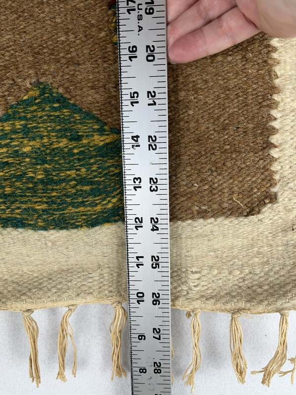 VTG Fiber Art Native Wall Hanging Rough Woven Jute 26" x 15" House & Birds gallery