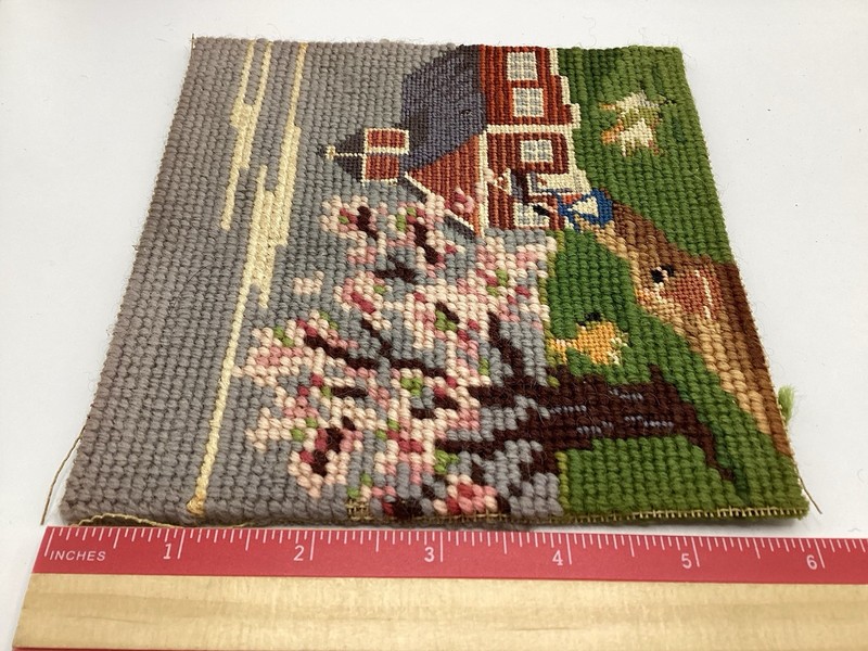 Vintage Set Of 4 Flower Garden Cottage Embroidered Hand Stitched 6” X 6” Each gallery