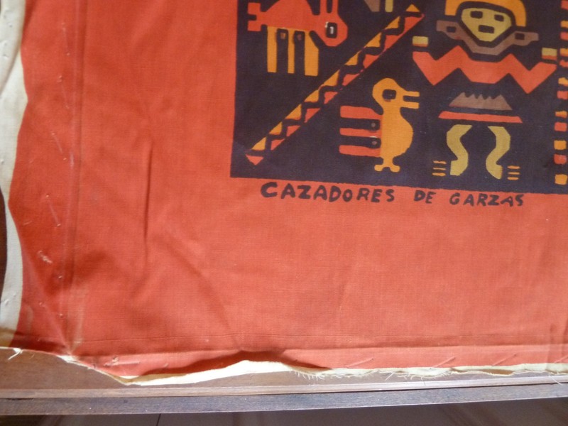 RARE ORIGINAL Silvia Cazadores De Garzas Pima Cotton Art Print Lima Peru Signed gallery
